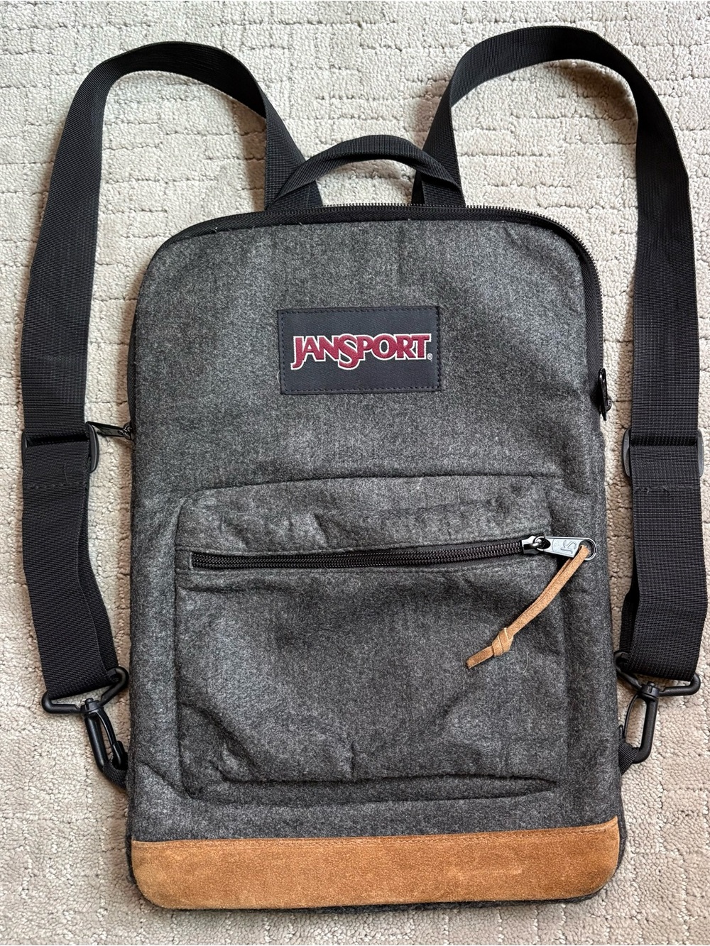 JanSport Limited Edition Laptop Sleeve Wool/Leather Functional Backback
